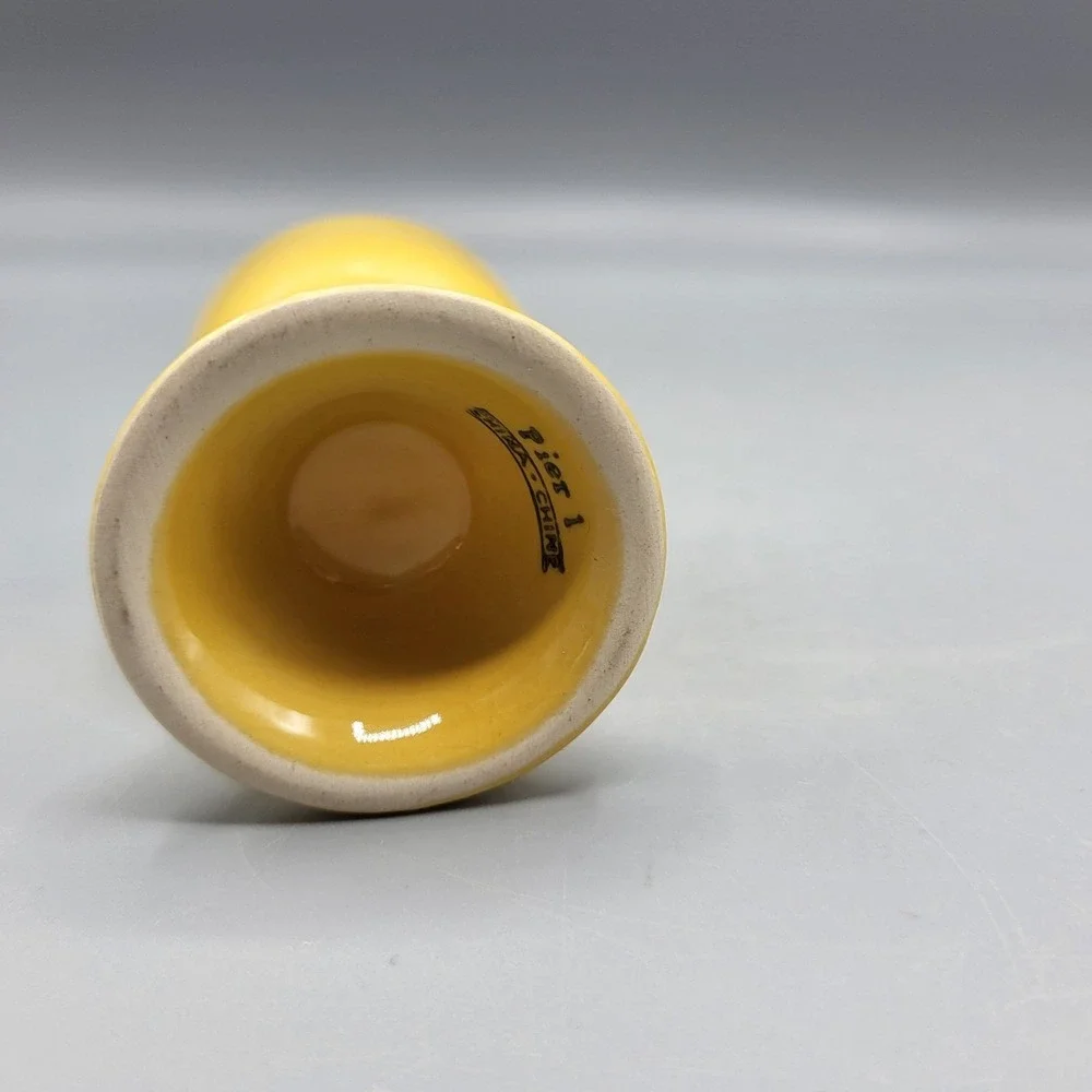 Vintage Pier 1 Yellow Ceramic Egg Cup Pedestal Base 2.75